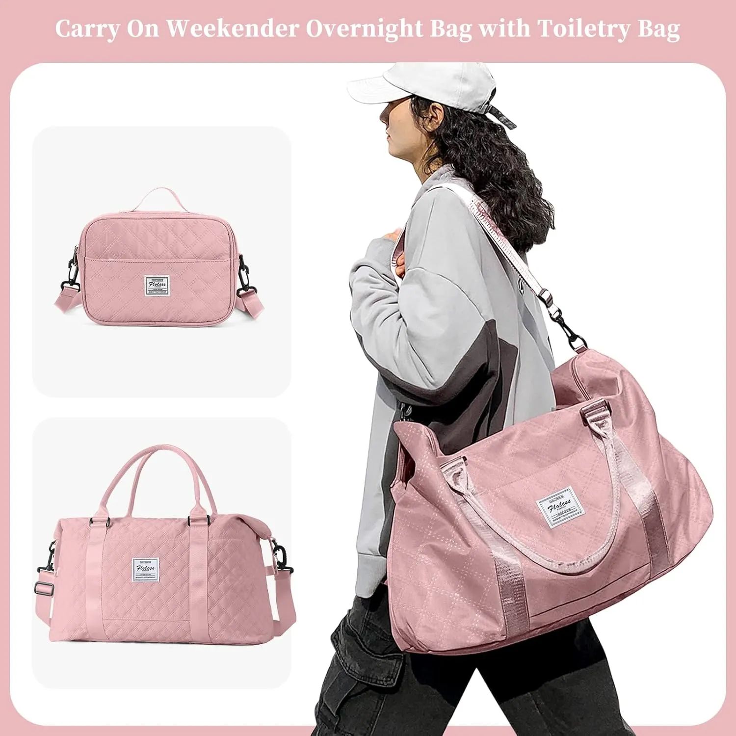 Travel Bag for Women, Overnight Duffel Weekender Bag with Toiletry Bag,Gym Bag with Wet Pocket,Personal Item Carry On Bag