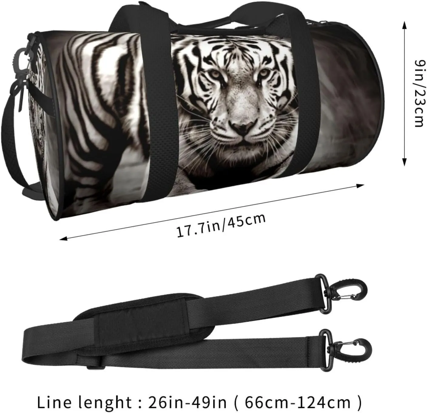 Travel Bag For Women,Black And White Tiger Print Personal Item Duffle Bags,Weekend Travel Duffel Tote Bag,Travel Sport Gym Bag For Men,Airplane Travel Essentials For Flying