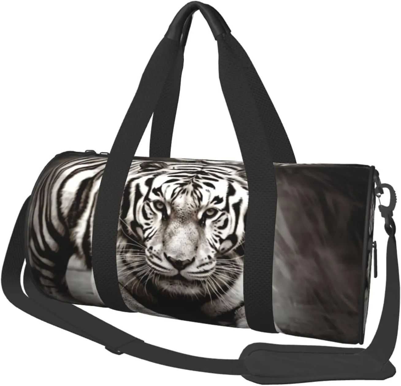 Travel Bag For Women,Black And White Tiger Print Personal Item Duffle Bags,Weekend Travel Duffel Tote Bag,Travel Sport Gym Bag For Men,Airplane Travel Essentials For Flying