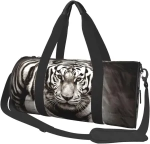 Travel Bag For Women,Black And White Tiger Print Personal Item Duffle Bags,Weekend Travel Duffel Tote Bag,Travel Sport Gym Bag For Men,Airplane Travel Essentials For Flying
