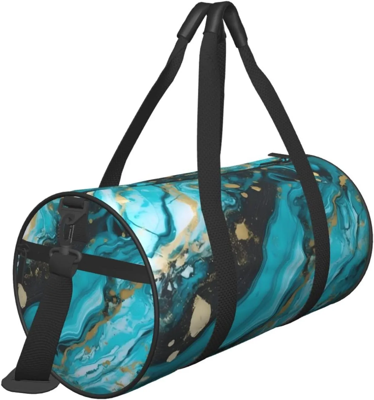 Travel Bag For Women,Turquoise Blue Gold Marble Print Personal Item Duffle Bags,Weekend Travel Duffel Tote Bag,Travel Sport Gym Bag For Men,Airplane Travel Essentials For Flying