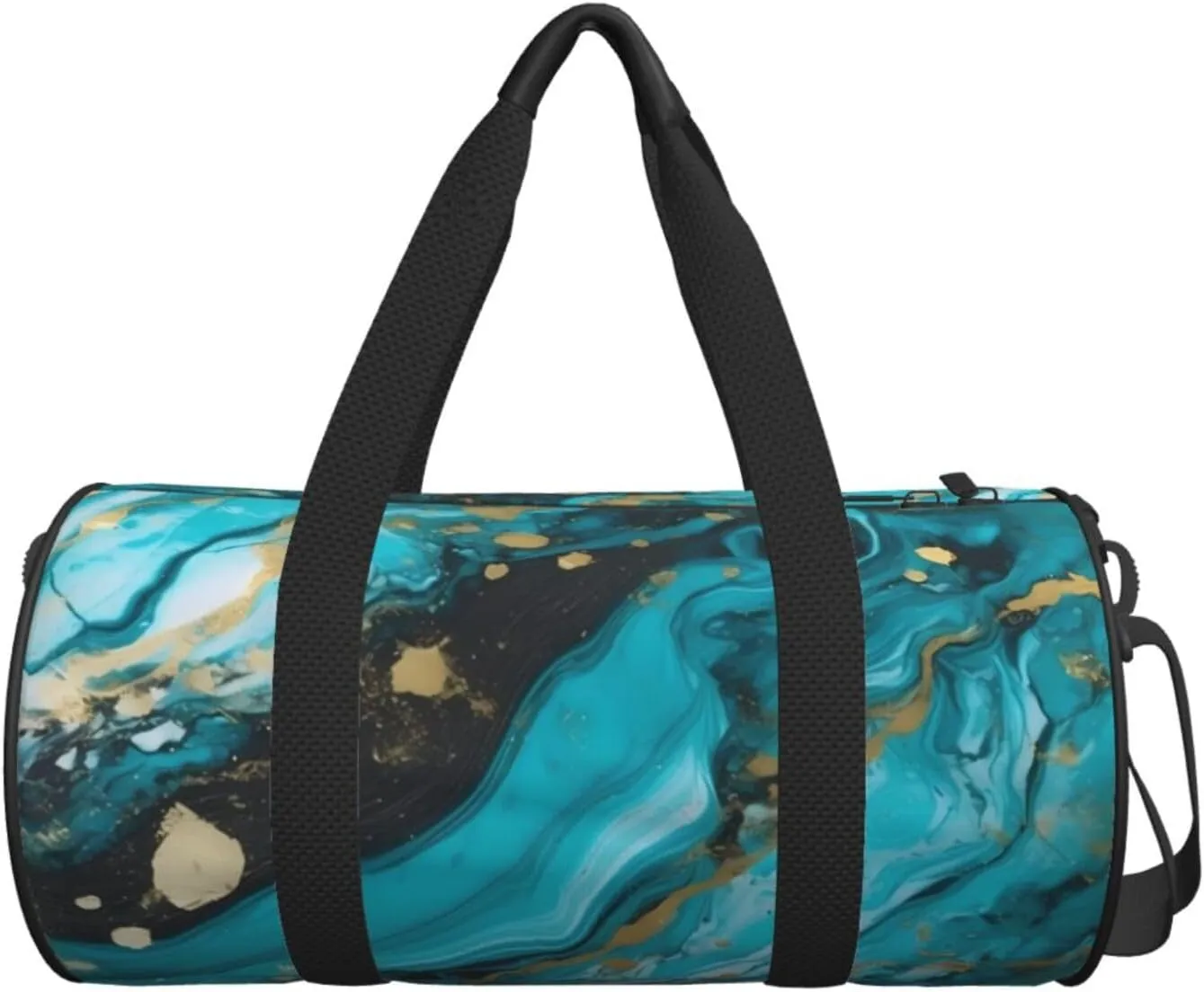 Travel Bag For Women,Turquoise Blue Gold Marble Print Personal Item Duffle Bags,Weekend Travel Duffel Tote Bag,Travel Sport Gym Bag For Men,Airplane Travel Essentials For Flying