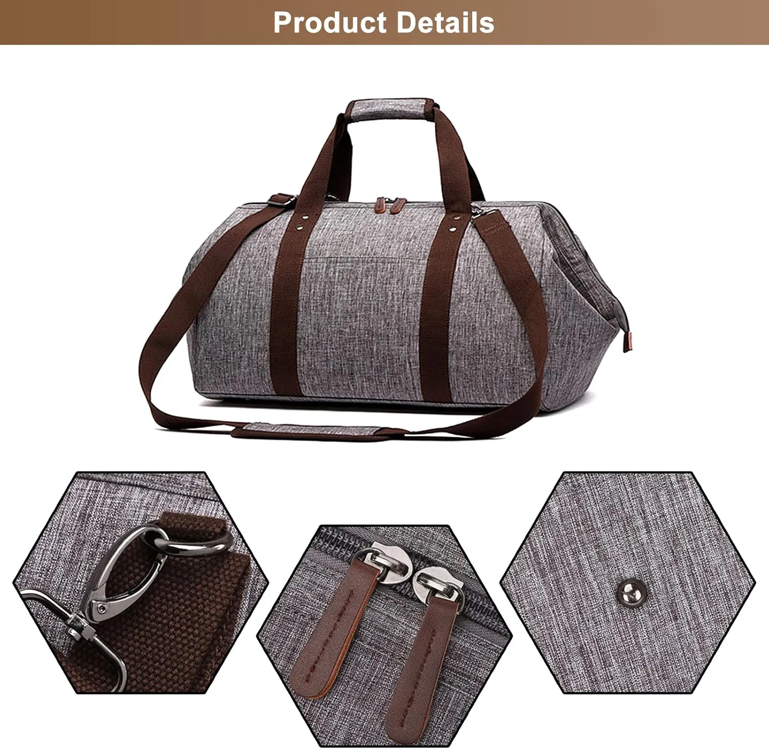 Travel Duffel Bag for Men, Canvas Large Capacity Satchel Bags Weekender Overnight Crossbody Shoulder Handbag (Black)