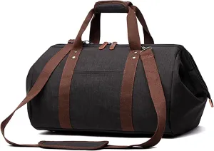 Travel Duffel Bag for Men, Canvas Large Capacity Satchel Bags Weekender Overnight Crossbody Shoulder Handbag (Black)