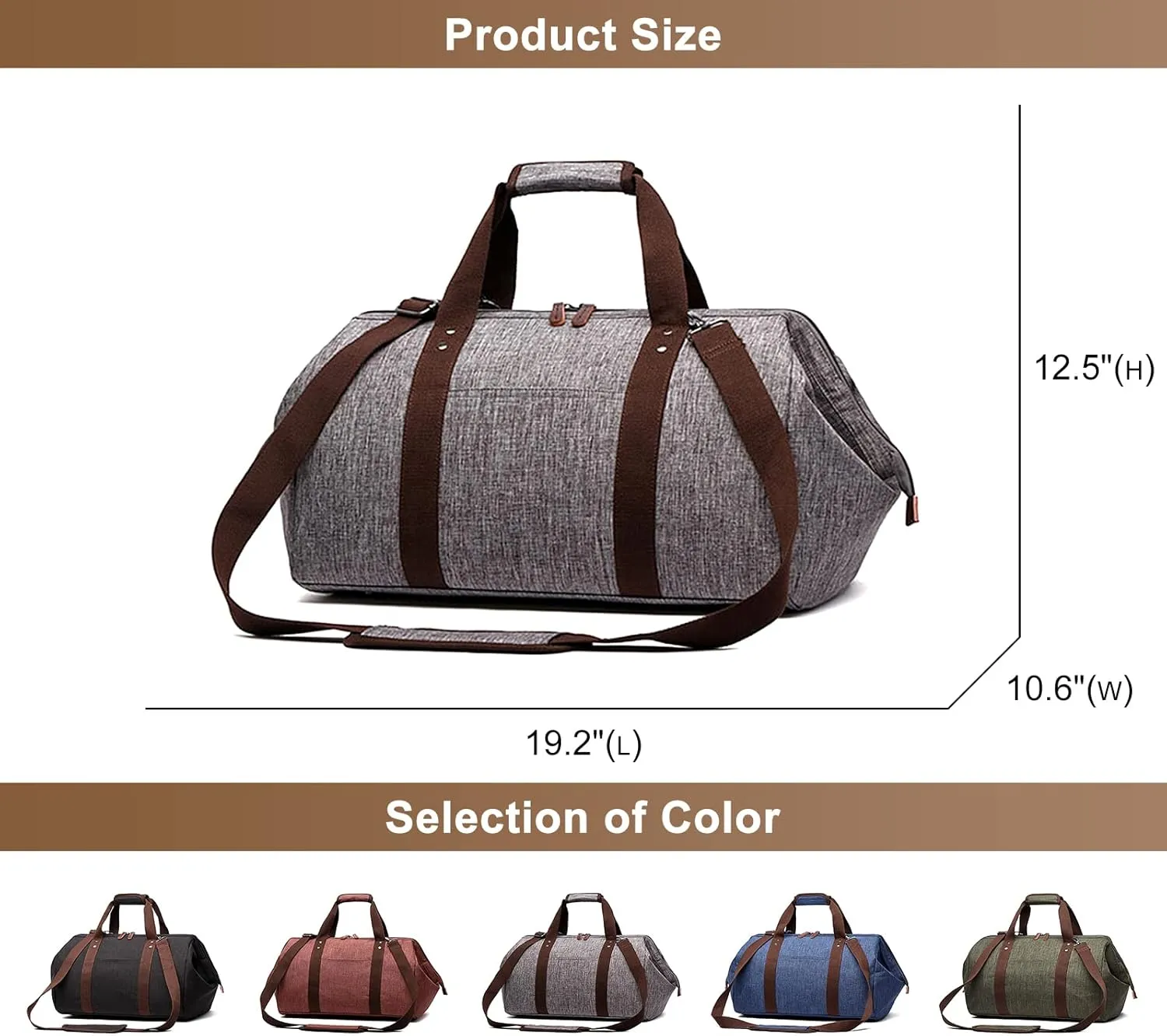 Travel Duffel Bag for Men, Canvas Large Capacity Satchel Bags Weekender Overnight Crossbody Shoulder Handbag (Black)