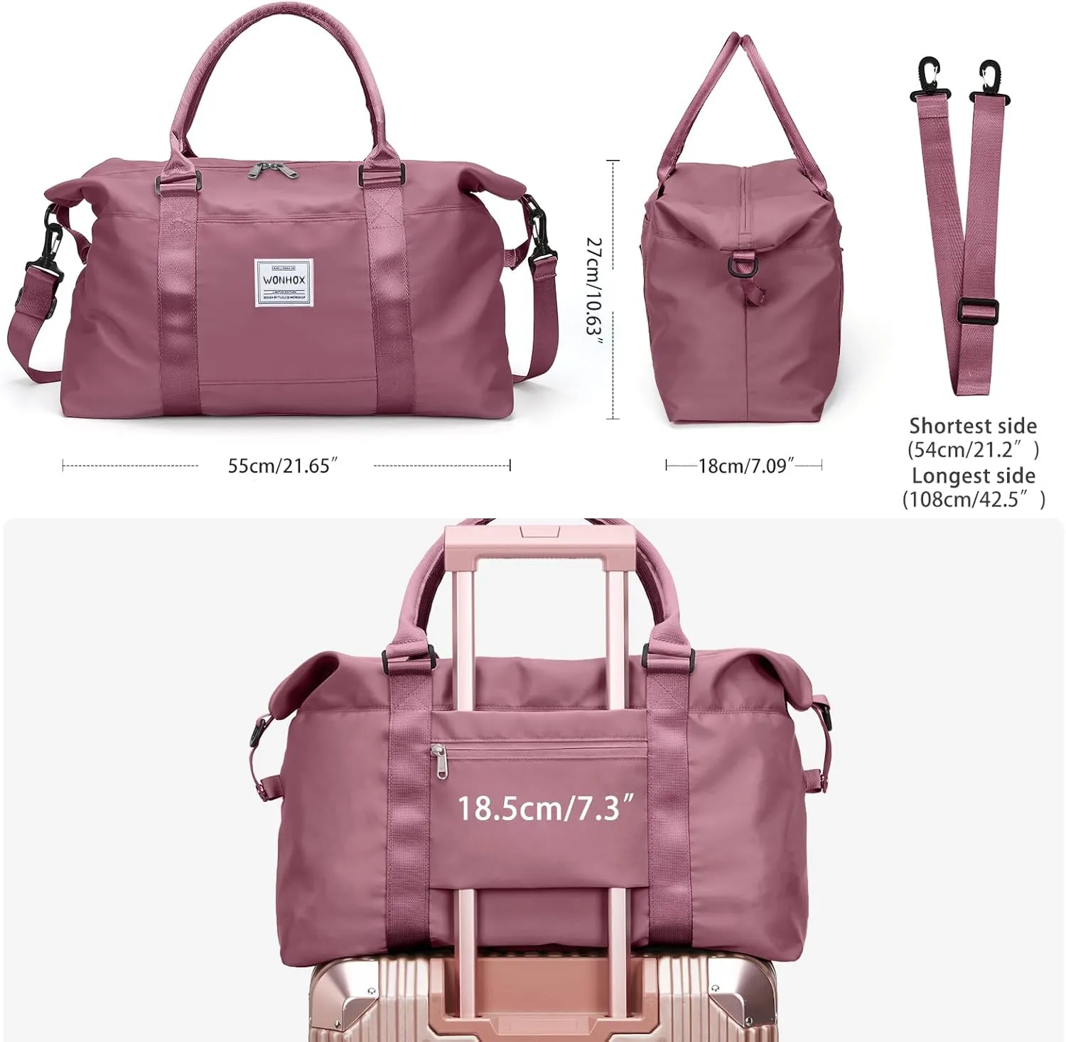 Travel Duffel Bag,Waterproof Duffel Gym Tote Personal Item Bag,Large Sports Weekender Carry On Overnight Bags for Women with Wet Pocket,Duffel Hospital, Purple