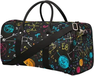 Travel Duffle Bag Education Colorful Abstract Sports Gym Bag for Women Men Gym Bag Weekender Overnight Bags Waterproof Carry On Tote Bag Workout Bag Dance Swimming Yoga Hospital Maternity Bag
