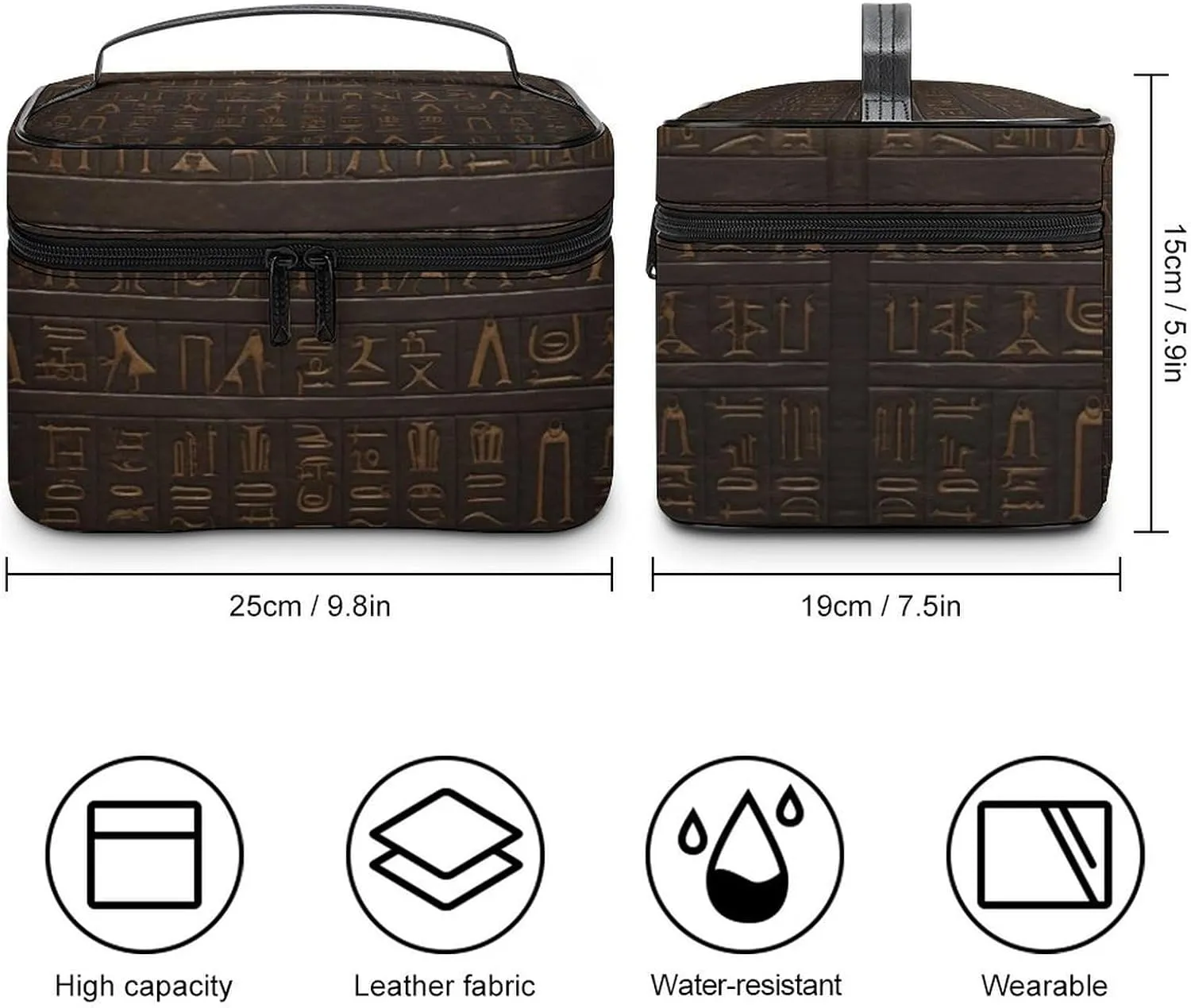 Travel Toiletry Bag for Women And Men,Ancient Egyptian Hieroglyph Toiletry Organizer, Makeup Bag Travel Organizer for Shampoo,Toiletries