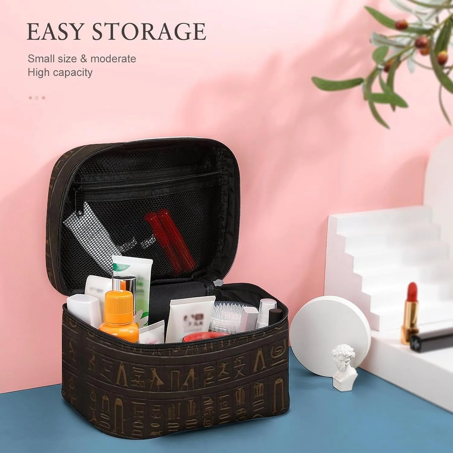 Travel Toiletry Bag for Women And Men,Ancient Egyptian Hieroglyph Toiletry Organizer, Makeup Bag Travel Organizer for Shampoo,Toiletries