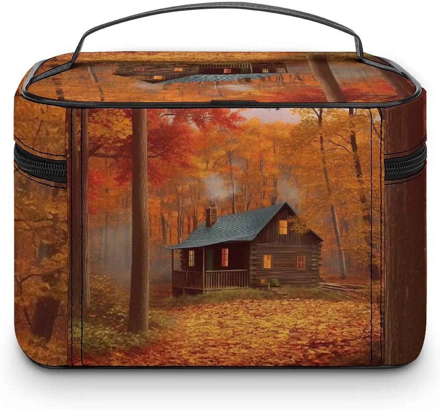 Travel Toiletry Bag for Women And Men,Autumn Woods Cabin Toiletry Organizer, Makeup Bag Travel Organizer for Shampoo,Toiletries