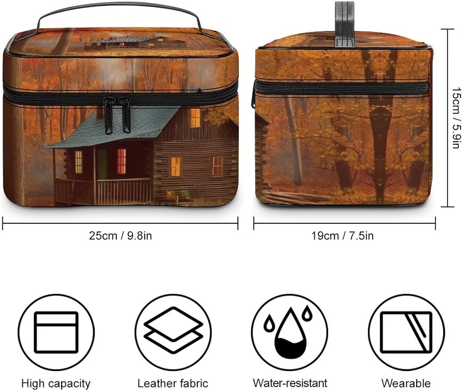 Travel Toiletry Bag for Women And Men,Autumn Woods Cabin Toiletry Organizer, Makeup Bag Travel Organizer for Shampoo,Toiletries