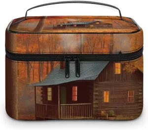 Travel Toiletry Bag for Women And Men,Autumn Woods Cabin Toiletry Organizer, Makeup Bag Travel Organizer for Shampoo,Toiletries