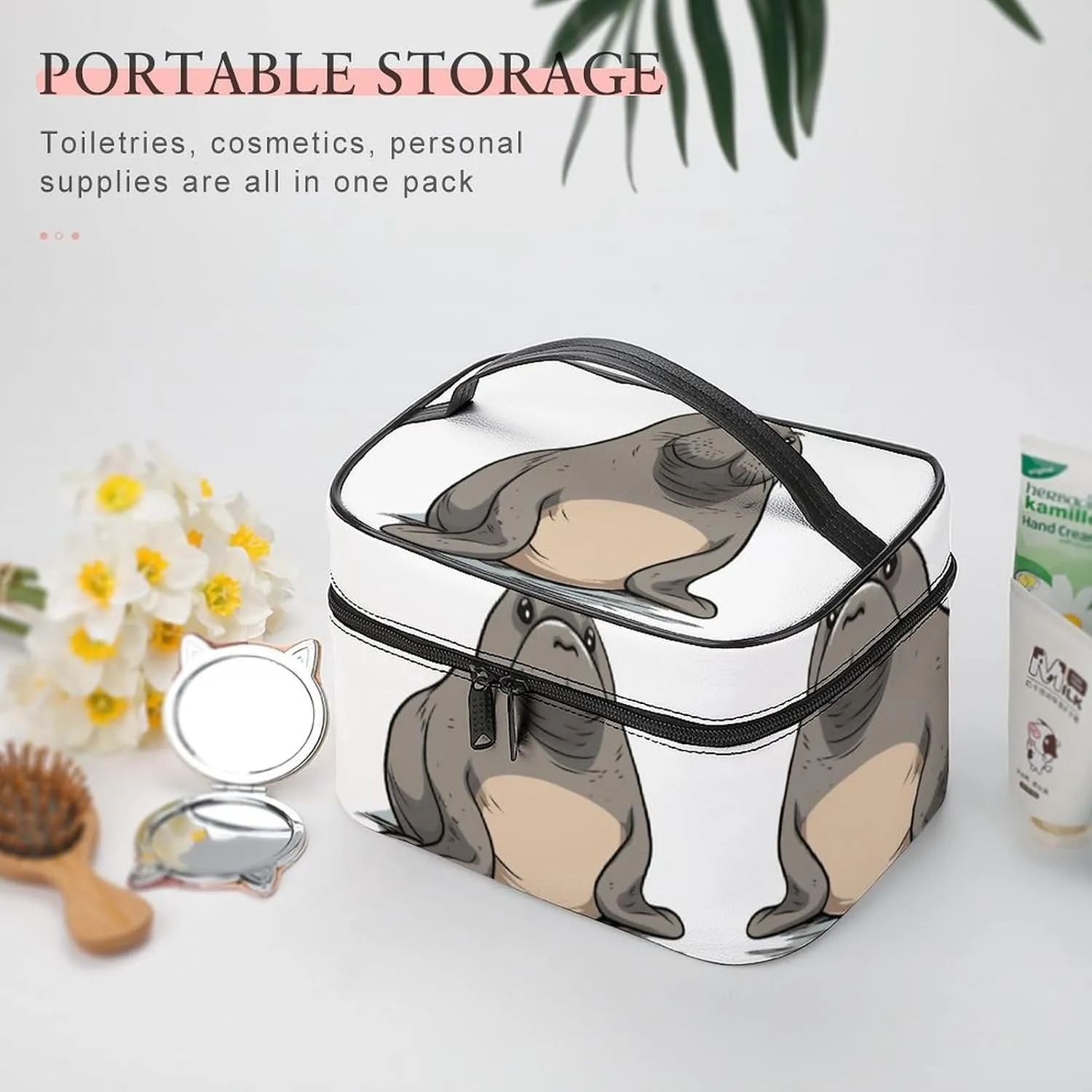 Travel Toiletry Bag for Women And Men,Cute Walrus Toiletry Organizer, Makeup Bag Travel Organizer for Shampoo,Toiletries