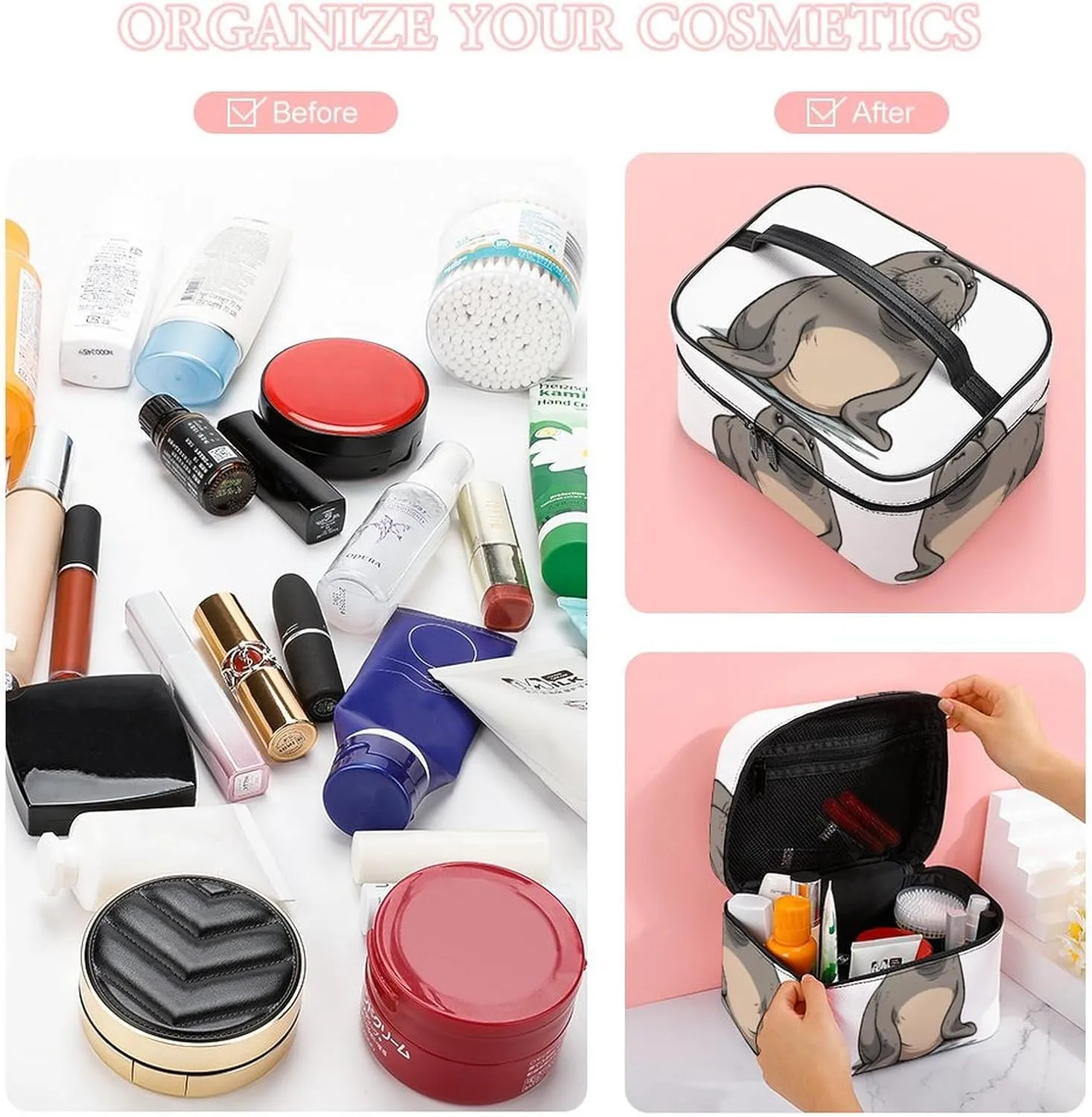 Travel Toiletry Bag for Women And Men,Cute Walrus Toiletry Organizer, Makeup Bag Travel Organizer for Shampoo,Toiletries