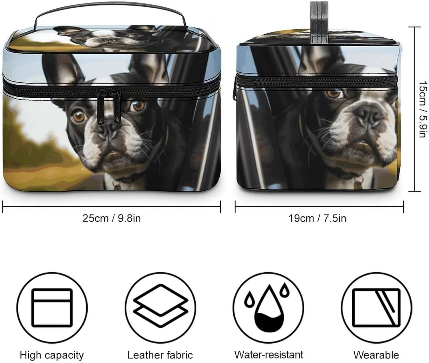 Travel Toiletry Bag for Women And Men,Puppy Dog Boston Terrier Toiletry Organizer, Makeup Bag Travel Organizer for Shampoo,Toiletries