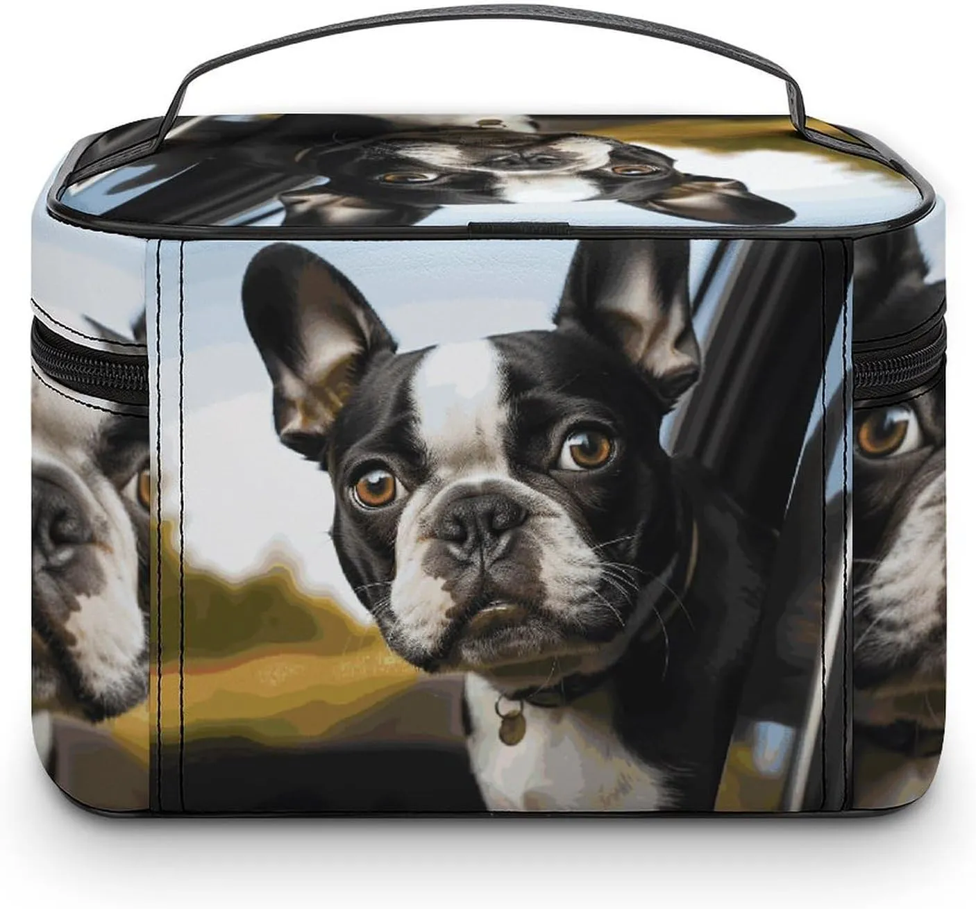 Travel Toiletry Bag for Women And Men,Puppy Dog Boston Terrier Toiletry Organizer, Makeup Bag Travel Organizer for Shampoo,Toiletries