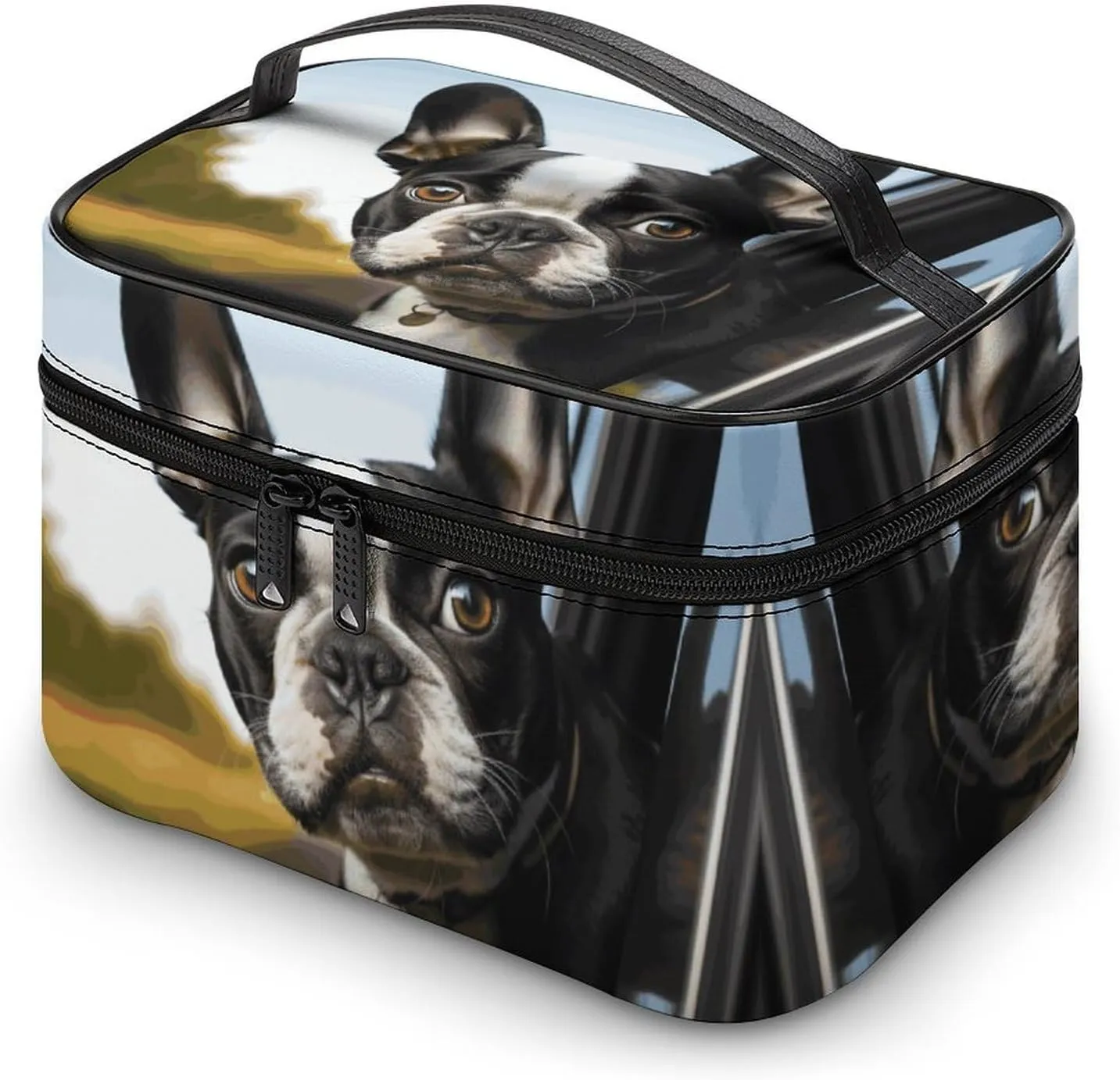 Travel Toiletry Bag for Women And Men,Puppy Dog Boston Terrier Toiletry Organizer, Makeup Bag Travel Organizer for Shampoo,Toiletries