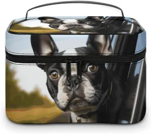 Travel Toiletry Bag for Women And Men,Puppy Dog Boston Terrier Toiletry Organizer, Makeup Bag Travel Organizer for Shampoo,Toiletries