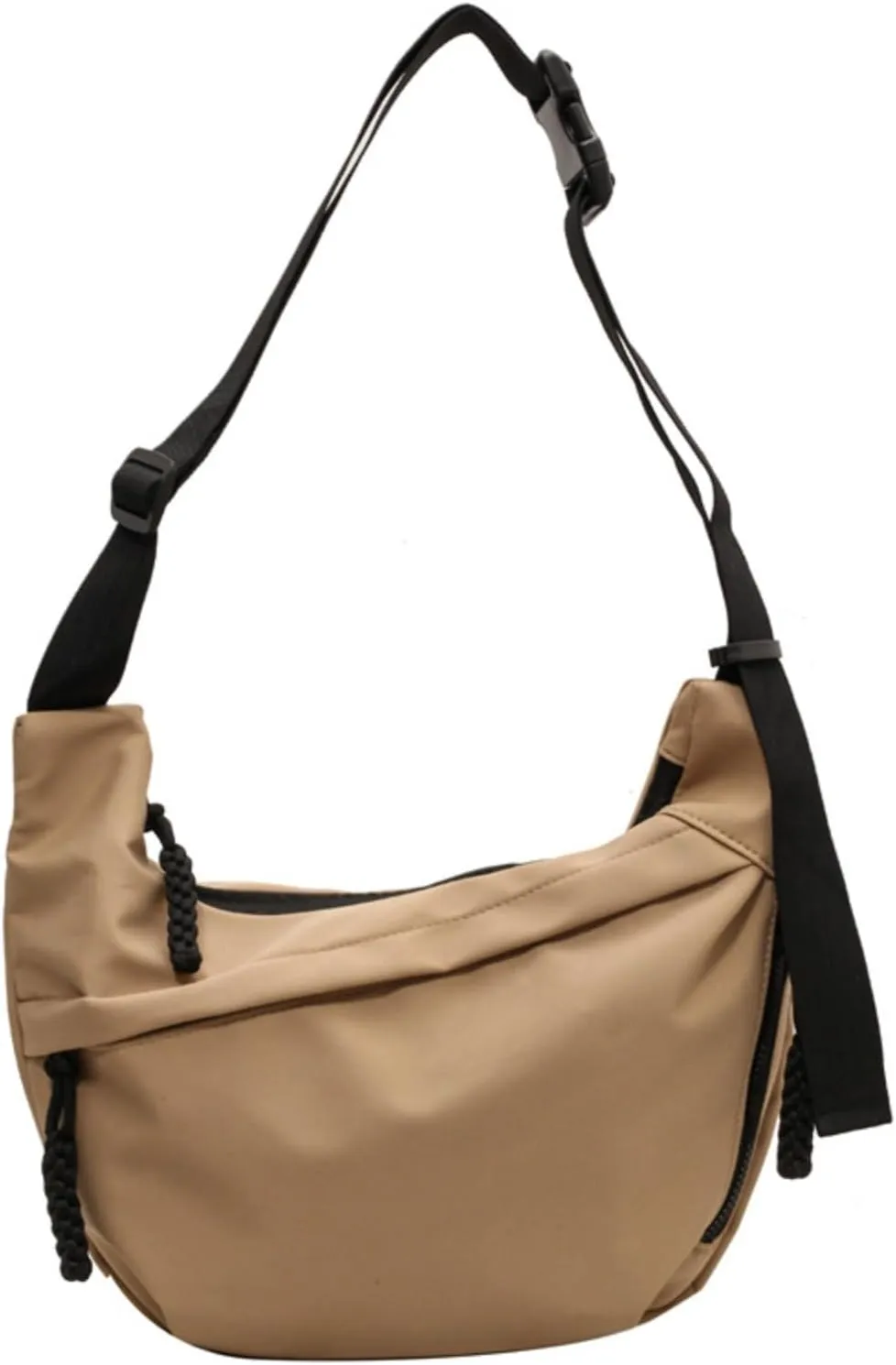 Trendy Crossbody Bag with Adjustable Strap Fashion Half Moon Bag for Outdoor Travel Large Capacity Shoulder Bag for Women (Khaki)