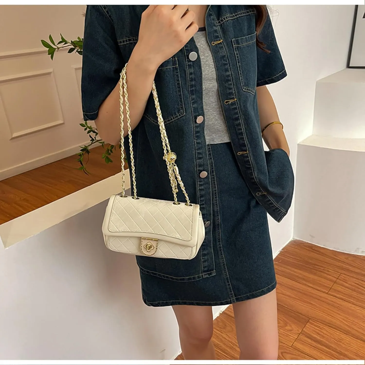Trendy Diamond Quilted Chain Shoulder Bag - Versatile Crossbody, Adjustable Strap, Large Capacity,Travel & Gifting