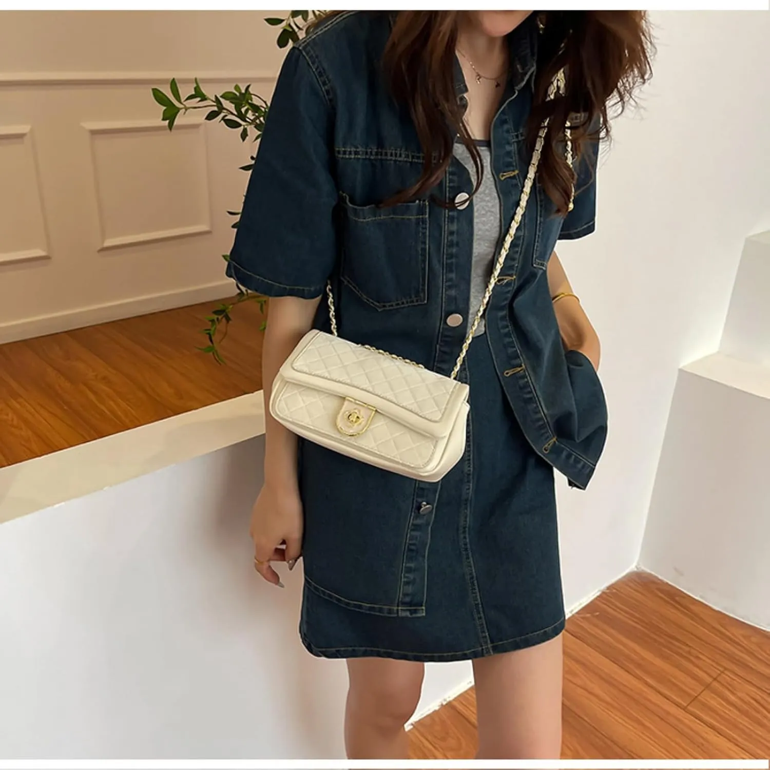 Trendy Diamond Quilted Chain Shoulder Bag - Versatile Crossbody, Adjustable Strap, Large Capacity,Travel & Gifting