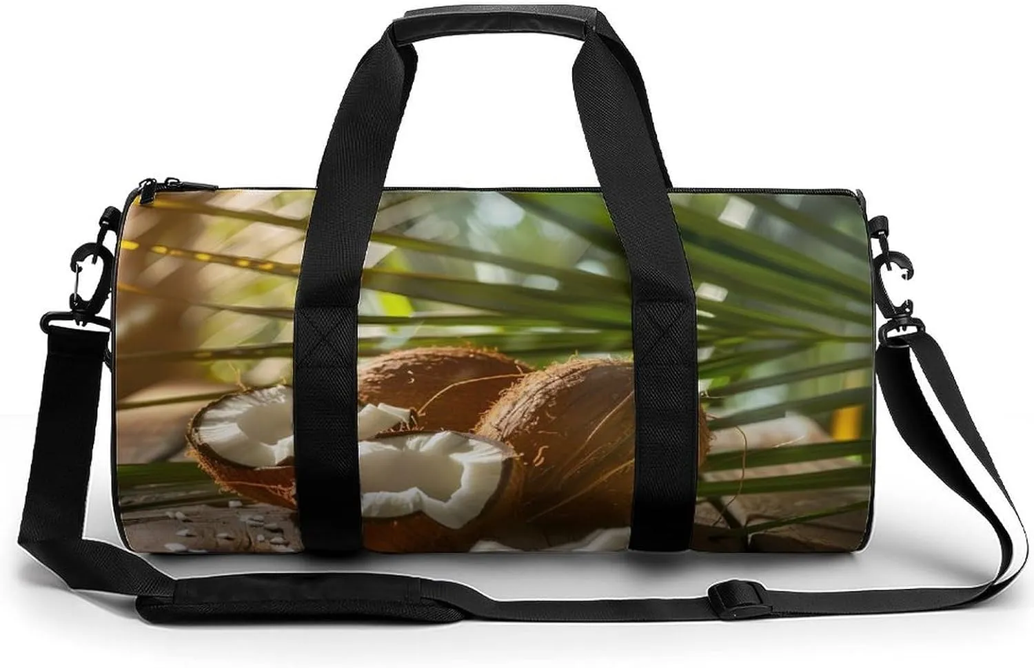 Tropical Coconuts on A Wooden Table Gym Bag Lightweight Carry On Duffel Bag Athletic Sports Travel Bag Weekender Bag for Men Women
