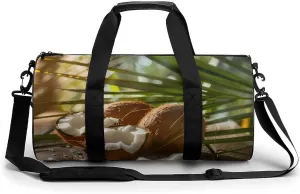 Tropical Coconuts on A Wooden Table Gym Bag Lightweight Carry On Duffel Bag Athletic Sports Travel Bag Weekender Bag for Men Women