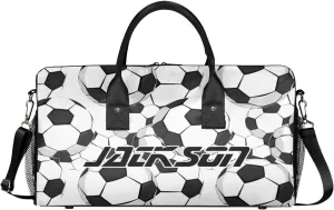 TropicalLife Personalized Sport Soccer Ball Football Duffel Bag Custom Name Gym Bags Carry On Travel Bag Weekender Overnight Bag for Women Men,