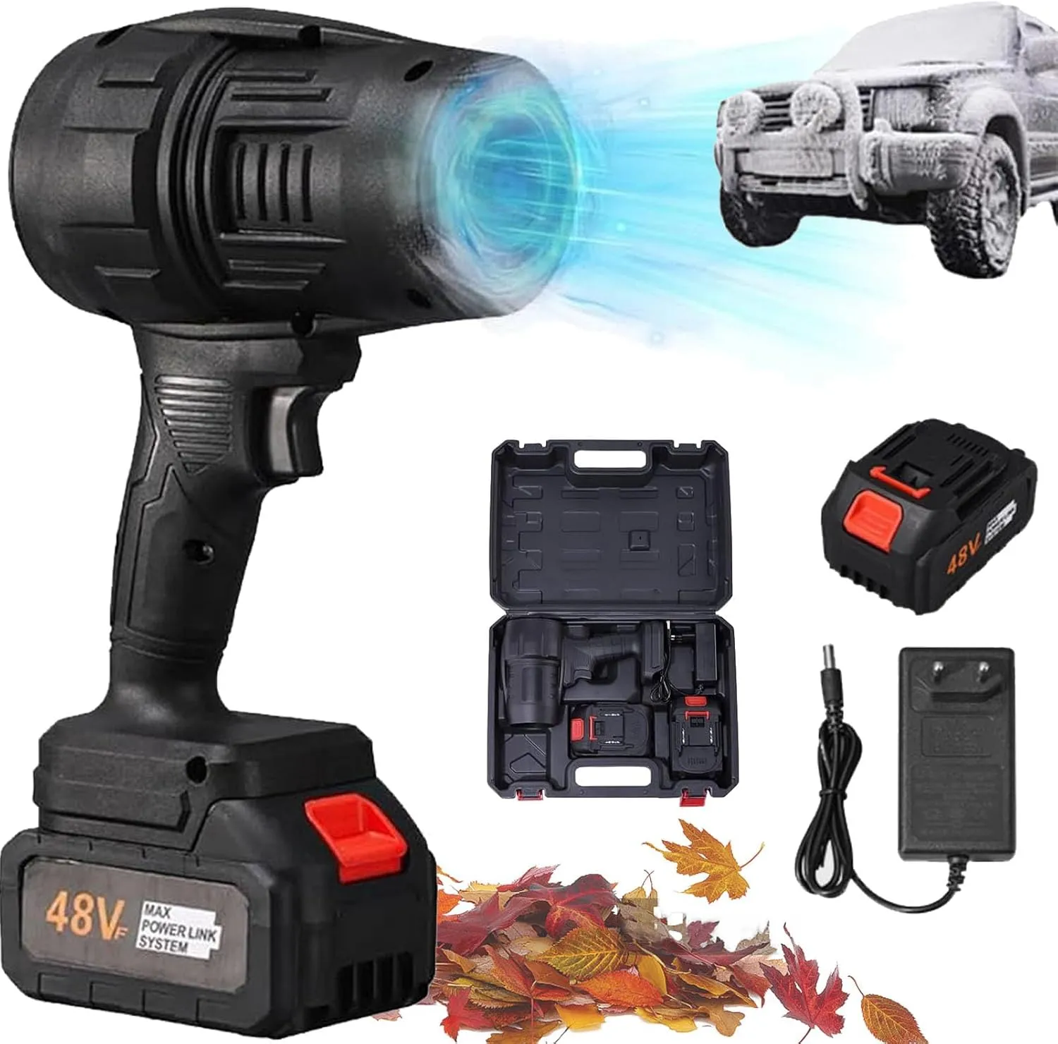 Turbo Jet Blower, Cordless Turbo Super Power Air Duster, Jet Pro Maxx Portable Jet Blower, Cordless Turbo Jet Blower, Storm Industries Jet Blower, for Car Drying, Cleaning (Black)