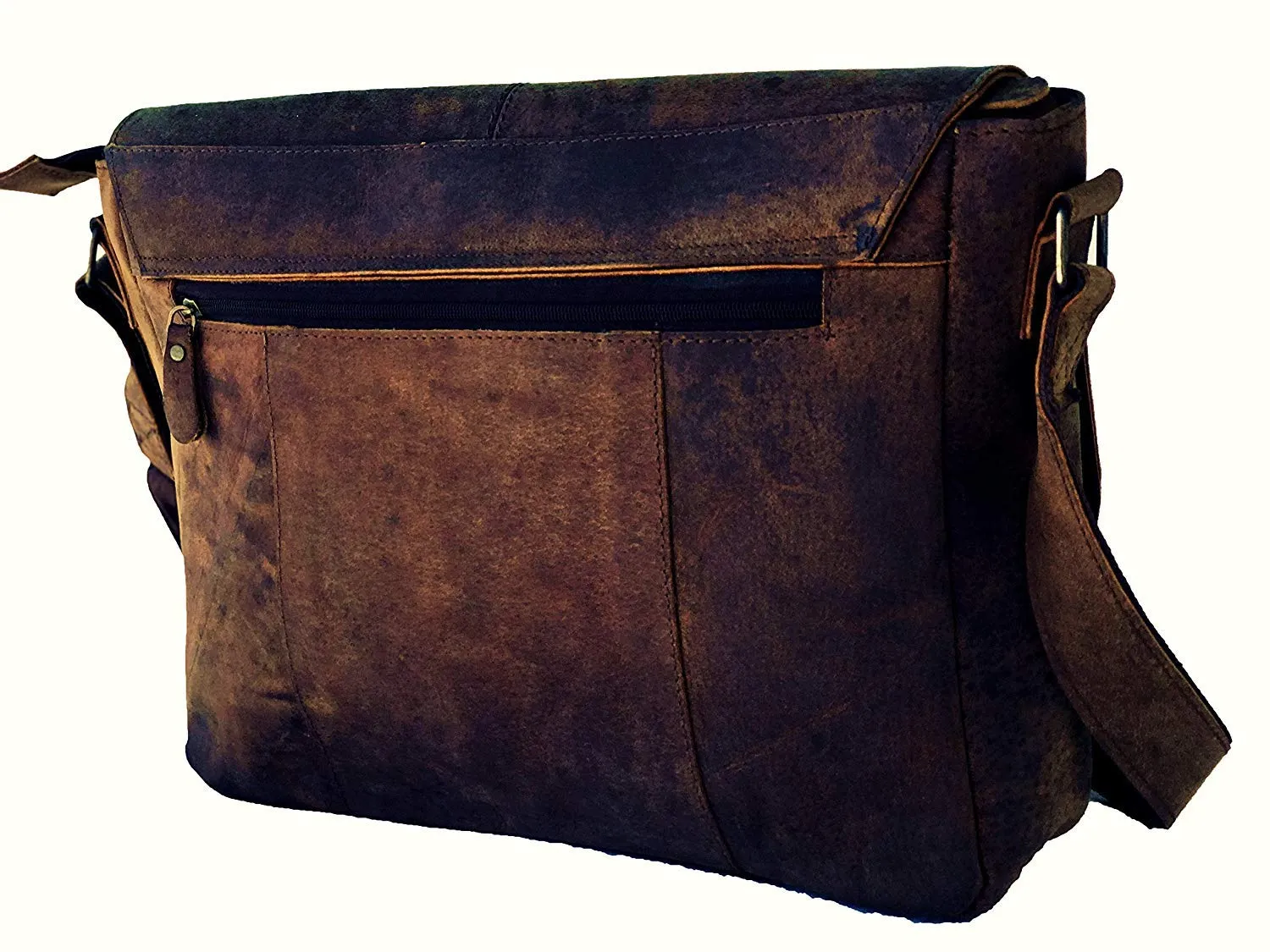 TUZECH Buffalo Leather Distressed Brown Messenger Bag Shoulder Bag laptop bag (15 inches)
