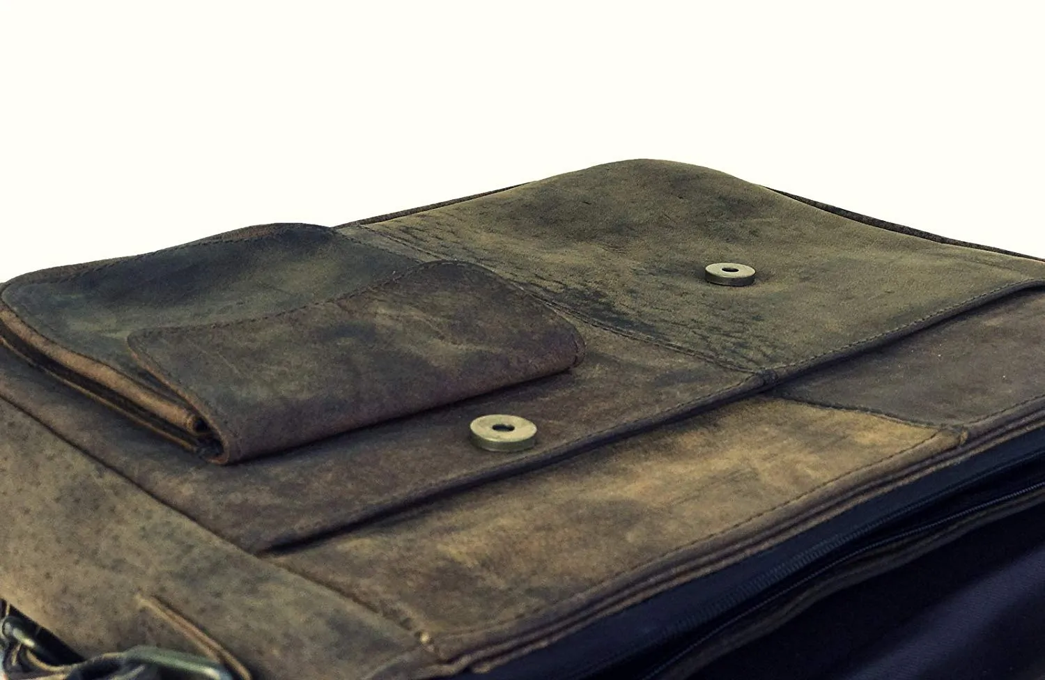 TUZECH Buffalo Leather Distressed Brown Messenger Bag Shoulder Bag laptop bag (15 inches)