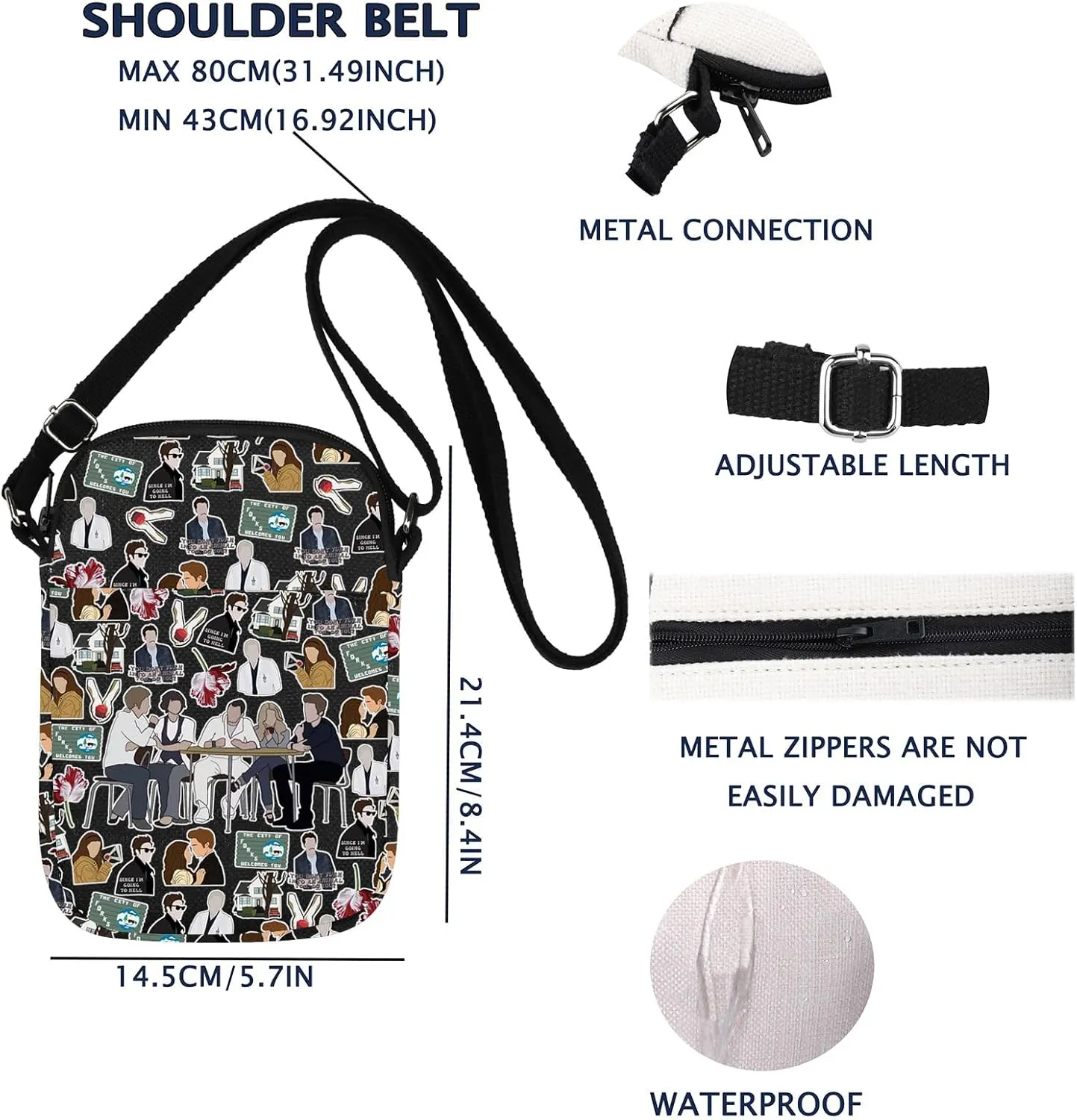 Twili Movie Inspired Crossbody Bag Edward Cullen & Bella Swan Fans Gift Vampire Lover Gift