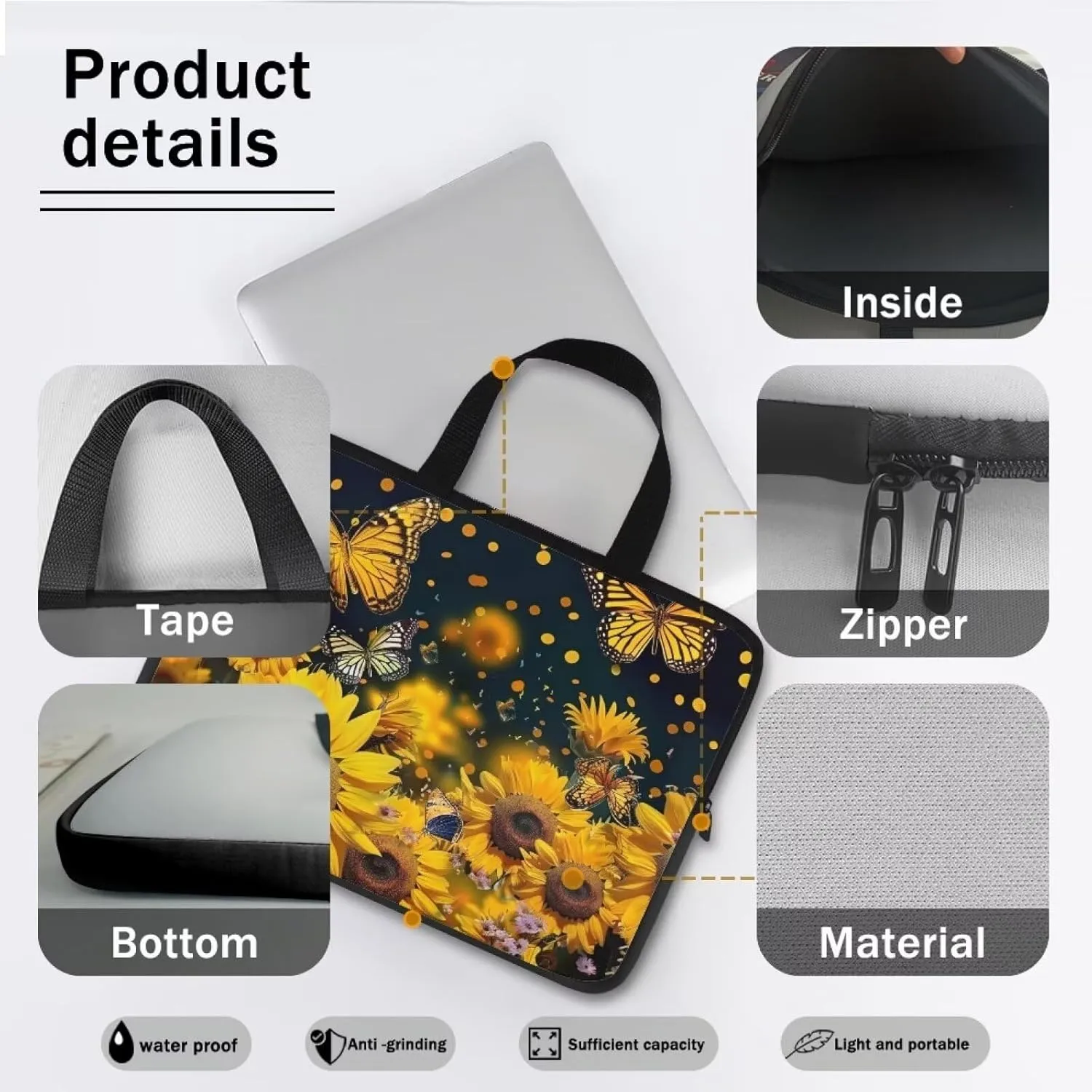 Uasibuni 16 inch Laptop Bag for Women Men Stylish Laptop Cover Gift for Boy Girl