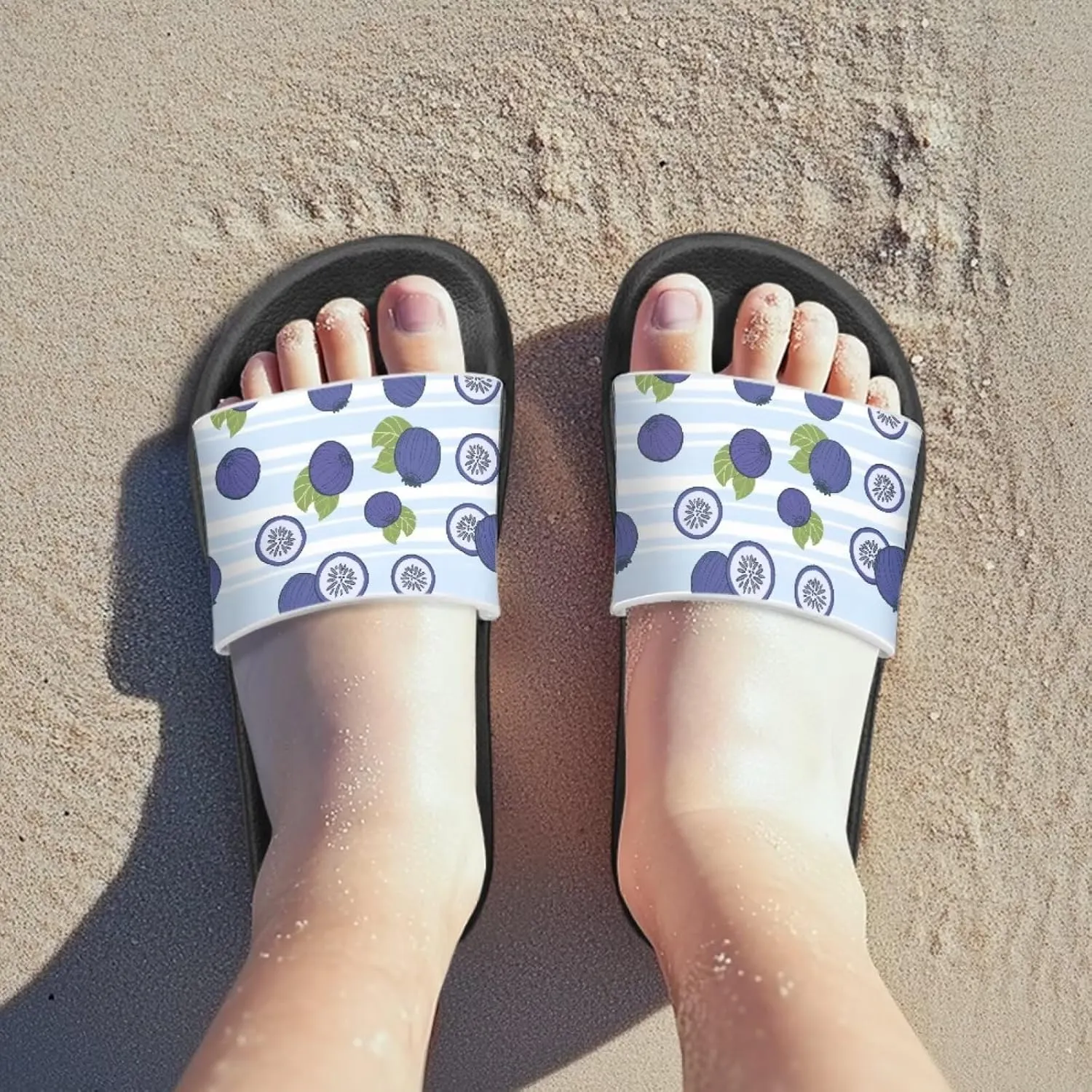 UNICEU Fruit Print Slides Sandals for Kids Quick Dry Comfortable Shower Slippers Slip On Open Toe Water Shoes for Beach