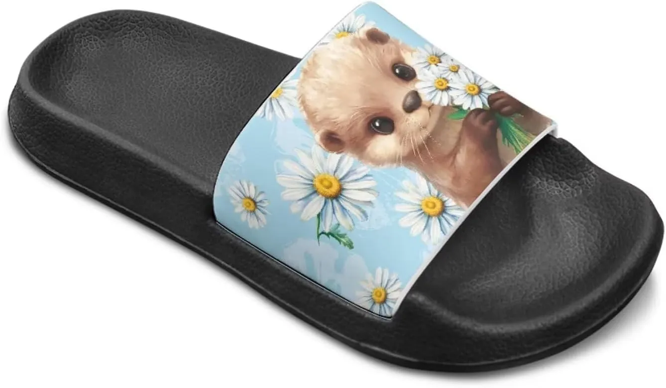 UNICEU Kids Slippers Slip-On Open Toe Quick Drying Slides Sandals Girls Boys Casual Non-Slip Lightweight Shower Shoes