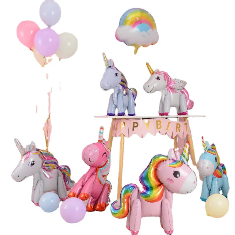 Unicorn Balloon Decoration Happy Birthday Party Supplies Foil Letter Balloon Globos Balony Banner Streamer Baby Shower Balloons