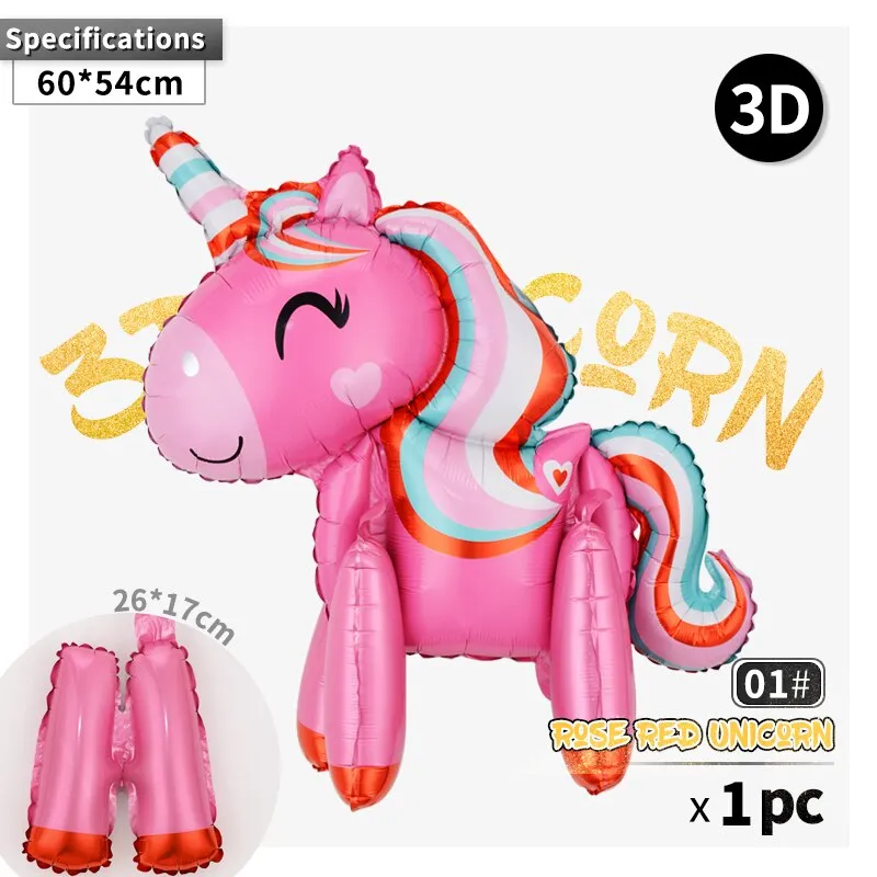 Unicorn Balloon Decoration Happy Birthday Party Supplies Foil Letter Balloon Globos Balony Banner Streamer Baby Shower Balloons