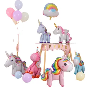 Unicorn Balloon Decoration Happy Birthday Party Supplies Foil Letter Balloon Globos Balony Banner Streamer Baby Shower Balloons