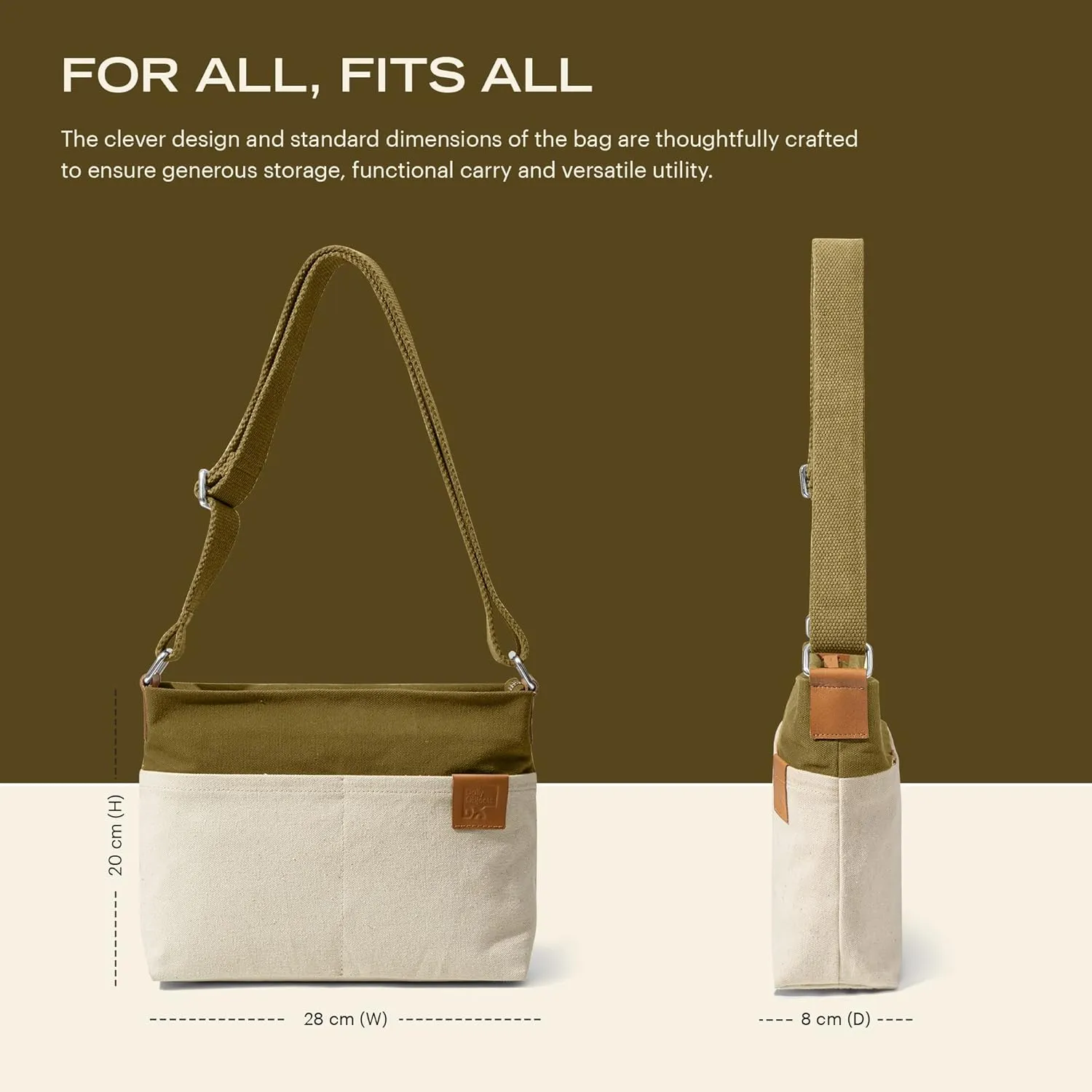 Unisex All Sunday Crossbody Messenger Bag | Trendy Cotton Handbag Purse | Shoulder Bag Organiser
