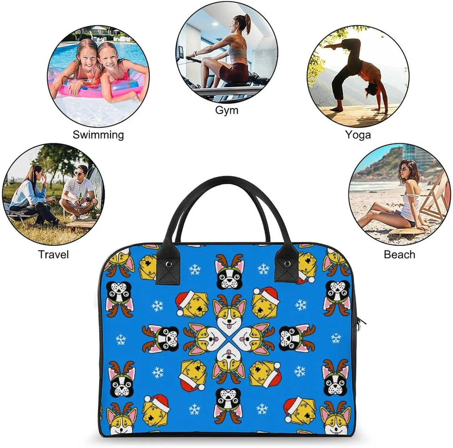 Unisex Casual Nylon Cute Panda Elegant Handbag for Traveling 13" X 19" X 8"