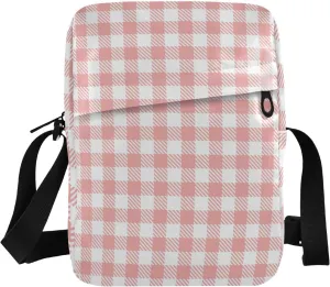Unisex Crossbody Bag, Check Plaid Pattern Brown Orange Durable Sling Side Shoulder bags for men women, One Size