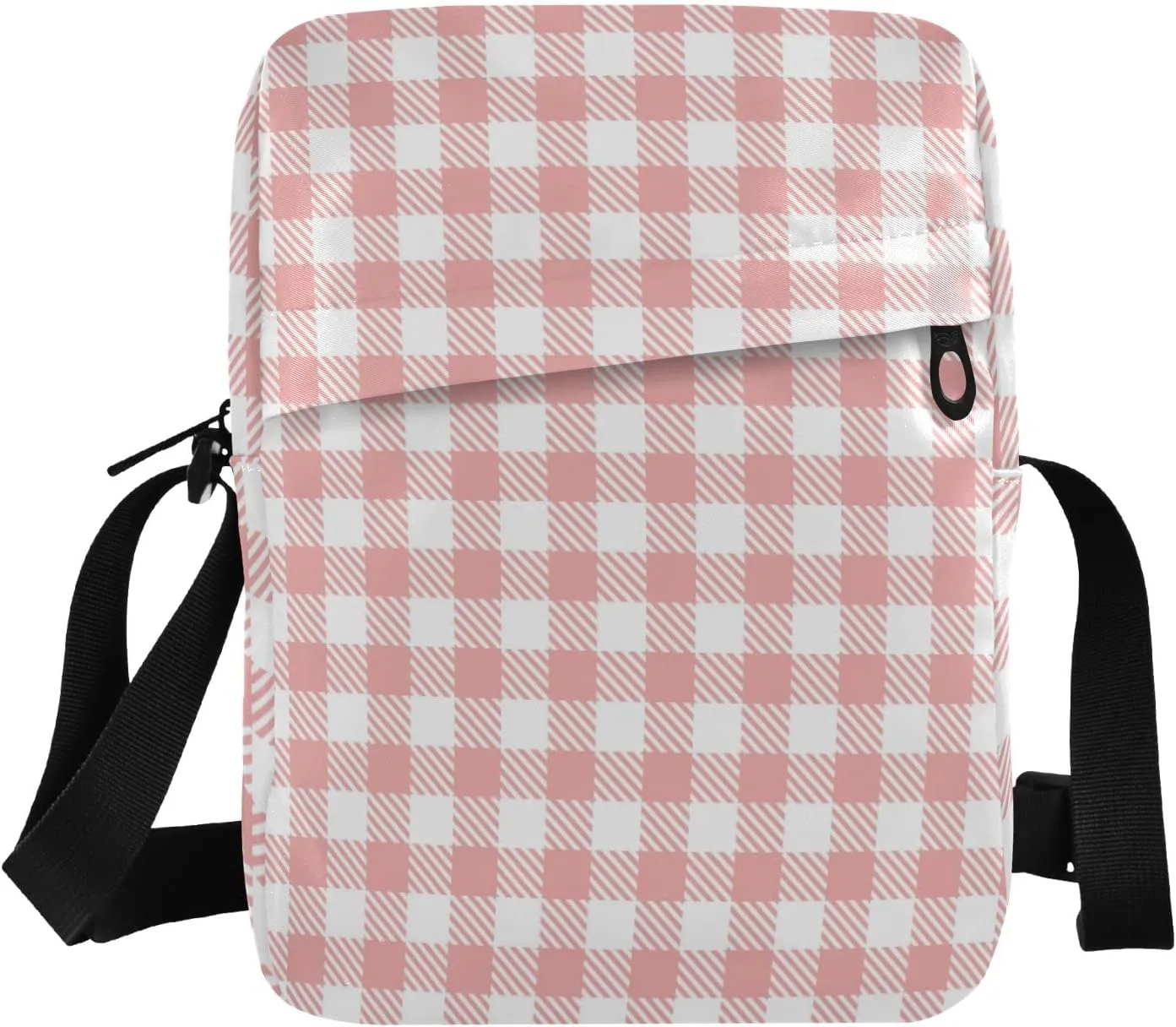 Unisex Crossbody Bag, Check Plaid Pattern Brown Orange Durable Sling Side Shoulder bags for men women, One Size