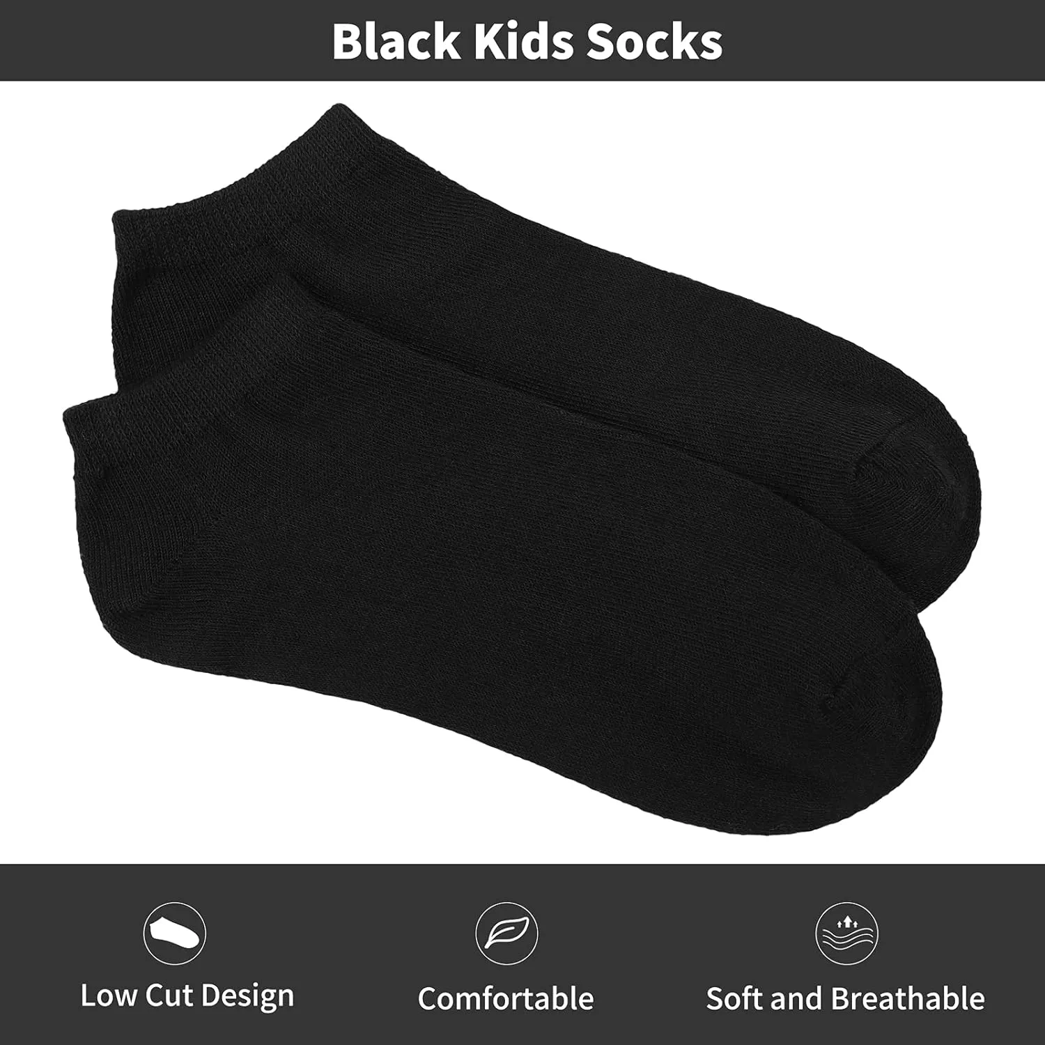 URATOT 24 Pairs Kids' Low Cut Socks - Boys' or Girls' Half Cushion Athletic Ankle Socks