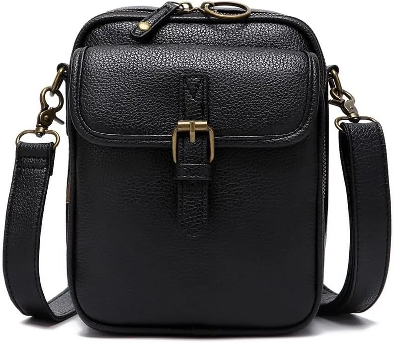 Urvashii Crossbody Leather Bag, Retro Double-Layer Large Capacity Mini Crossbody Bags