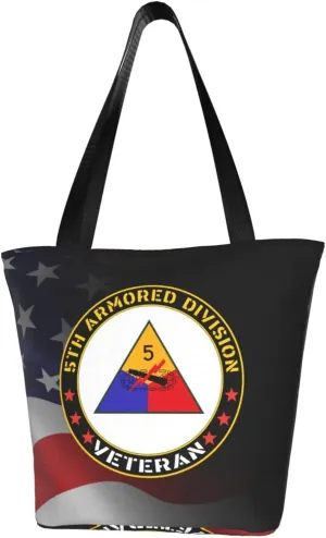 Us Army 5th Armored Division Veteran Fashion Shoulder Bag Large Capacity For Man Or Woman