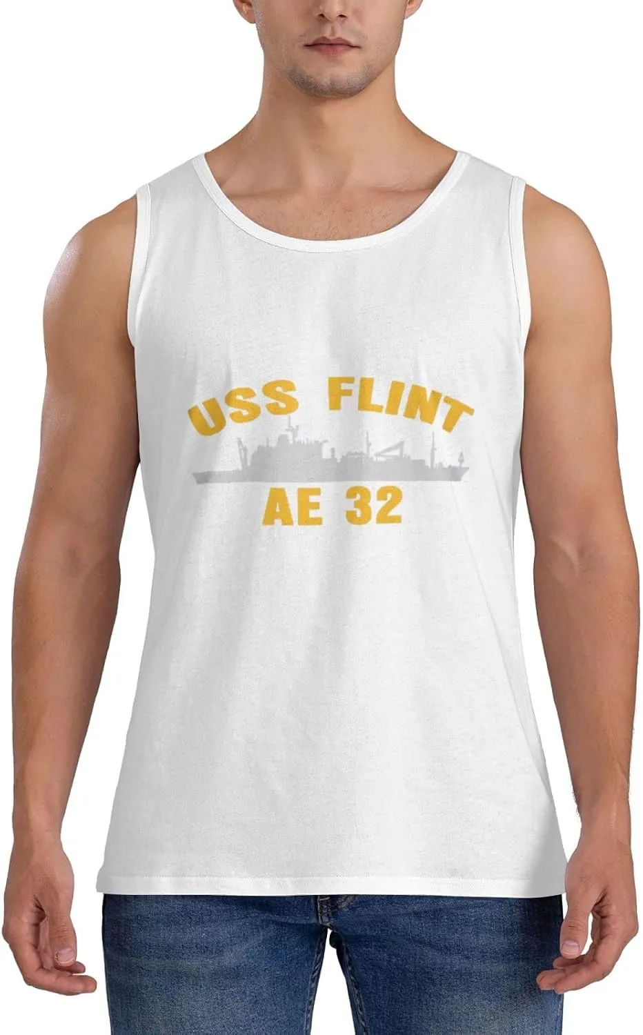 USS Flint Ae 32 Men's Breathable Tank Top Novel Gym Workout Sleeveless T-Shirt Sports Tank Top T-Shirt