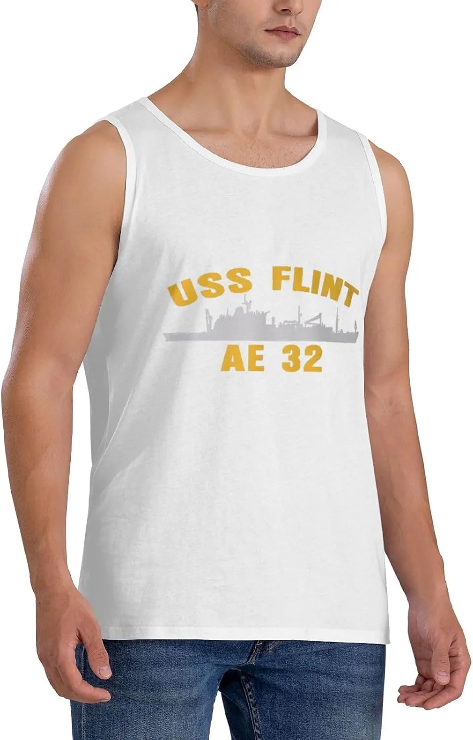 USS Flint Ae 32 Men's Breathable Tank Top Novel Gym Workout Sleeveless T-Shirt Sports Tank Top T-Shirt