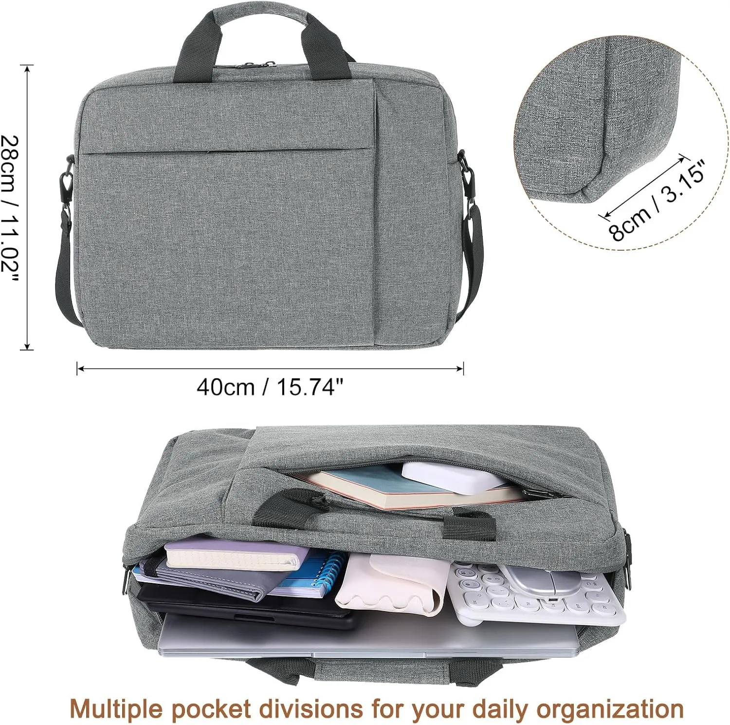 uxcell Briefcase Bag, Water-Resistant Laptop Shoulder Bag, Business Crossbody Bag, Computer Carrying Bag