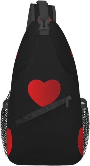 Valentine Heart Seamless Illustration Crossbody Bags For Women Men Chest Backpack Gym Shoulder Bag Travel Outdoor Sports Casual Crossbody Bags