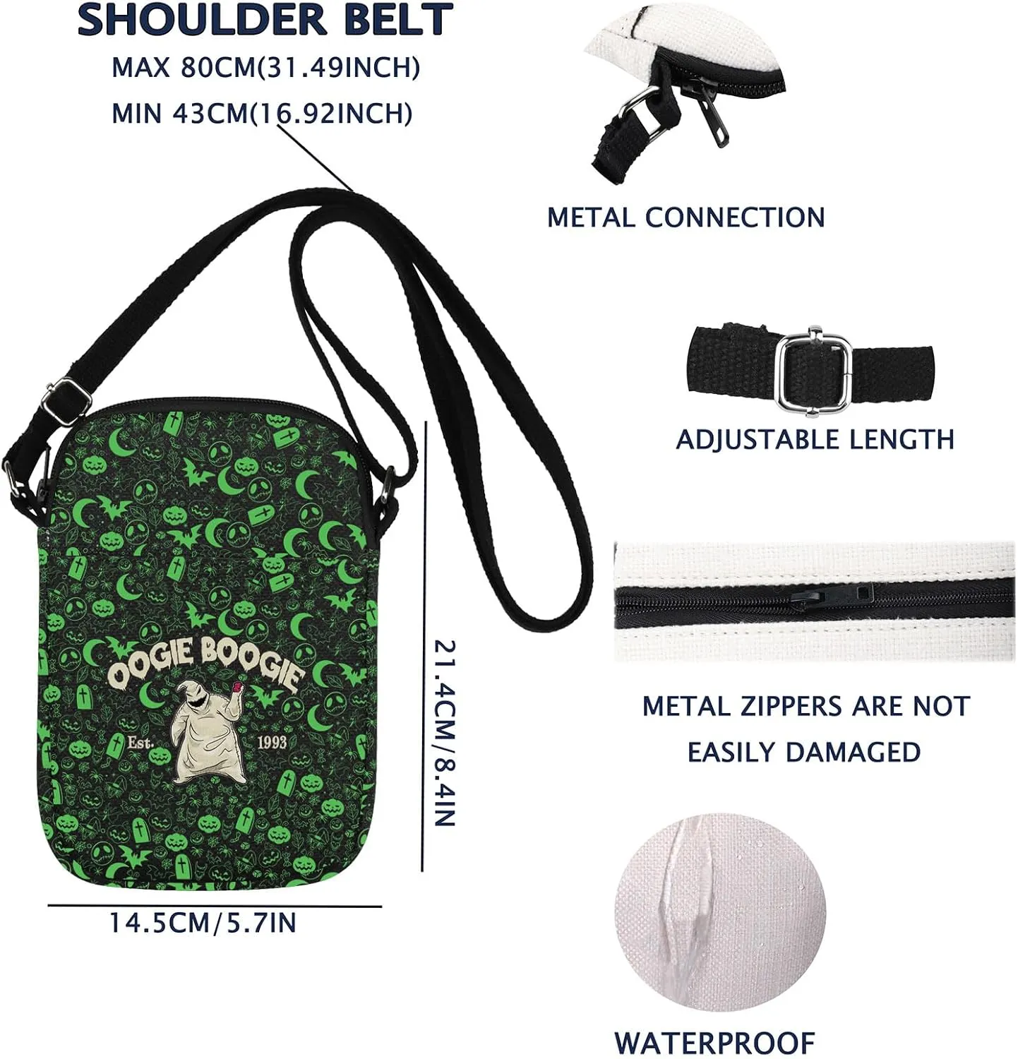 VAMSII The Nightmare Before Inspired Crossbody Bag Nightmare Horror Movie Fans Merch